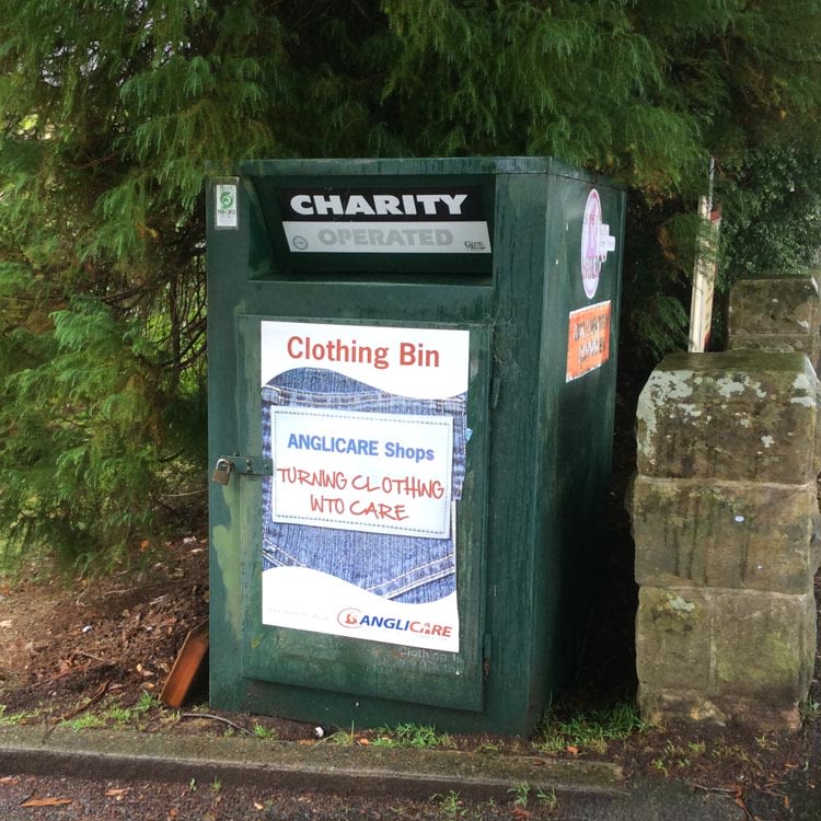 Charity bin for donations.